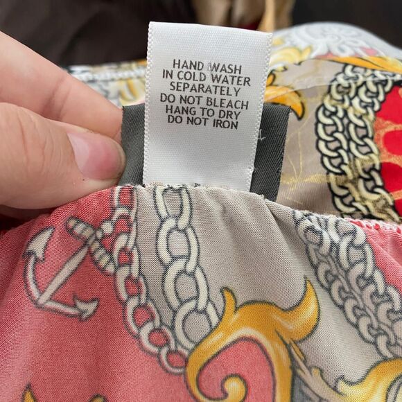 Y2K Boho Red Gold Paisley Low Cowl Neck Made in USA Halter Top Sz M - Picture 8 of 8